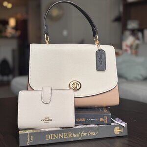 Coach - Tilly Top Handle Satchel - Colorblock (White, Tan, & Black)